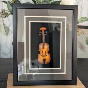 HOUSEWARES ITEM#24775 Mini Hand Carved Cello Shadow Box 3-D Wall Art